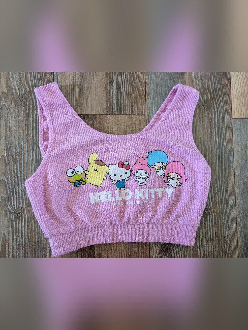 Hello Kitty & Friends Pink‎ Graphic Print Cropped Tank Top Small